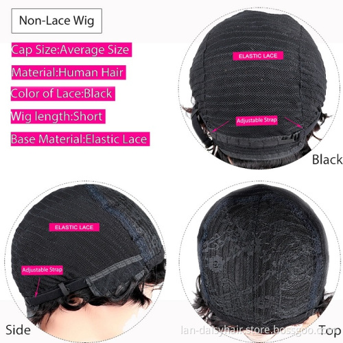 LAN DAISY Short Cut Double Drown  In Stock  Deep Curly  Afro-B None Lace Human Hair Wigs